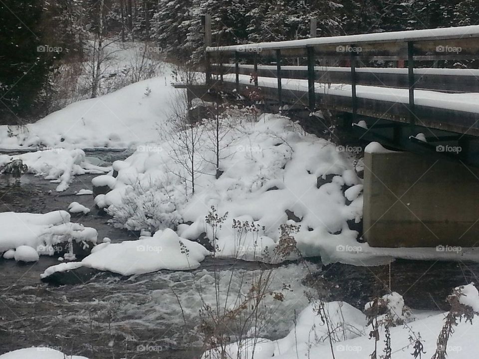 ATV Bridge with snow and river