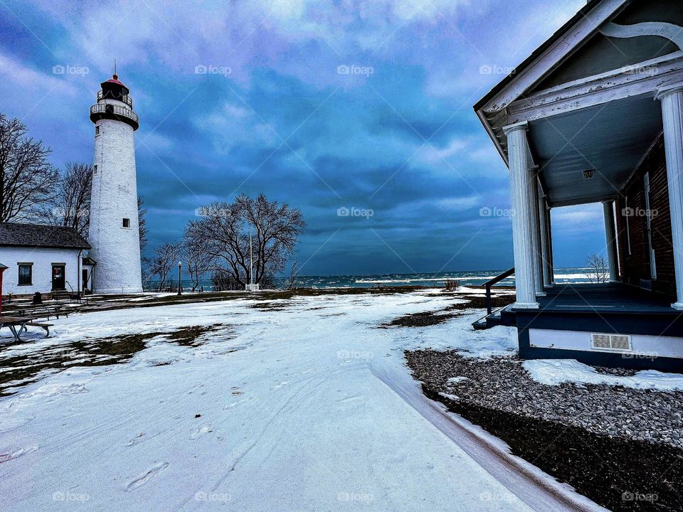 Lighthouse with moody skies