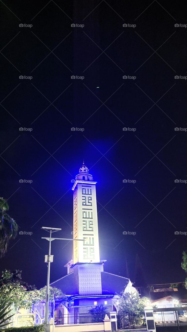 lighting blue in masjid