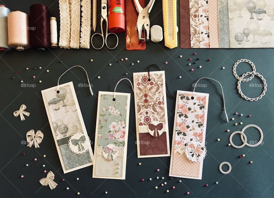Creating things with paper, such as bookmarks 