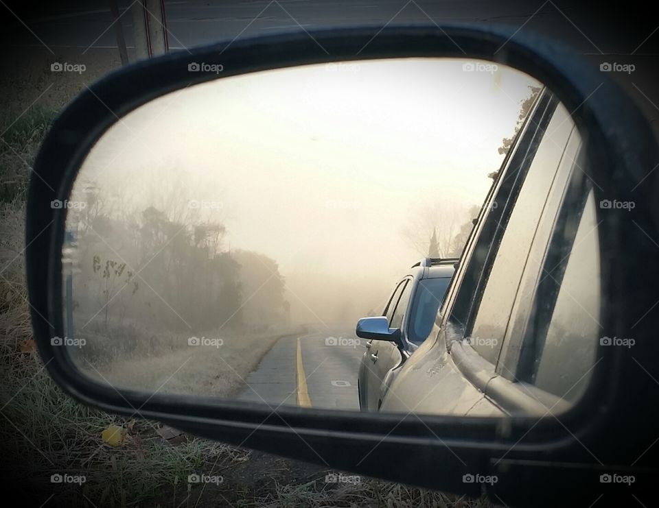 Frosty Fog. In my rearview on the way to work.