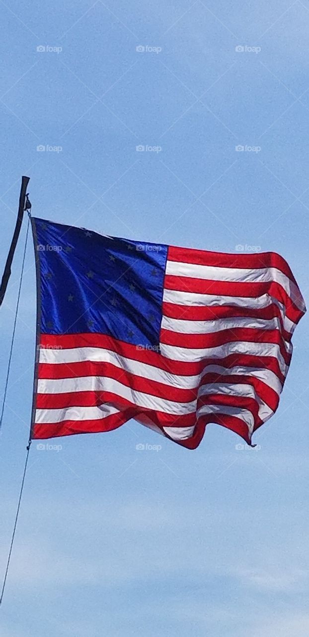 us flag waving in the sun