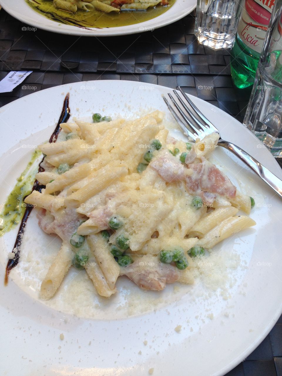 Penne pasta in cream sauce . Penne pasta in cream sauce from Italy
