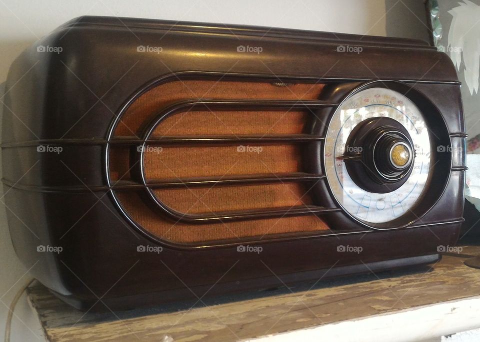 Brown antique radio wooden