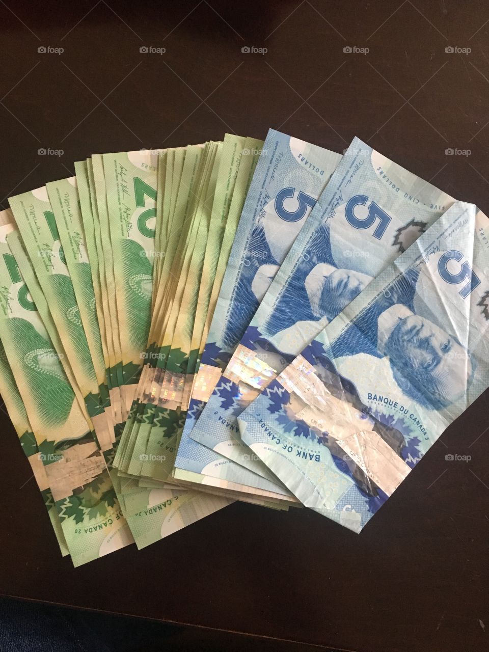 Small bills Canadian currency 