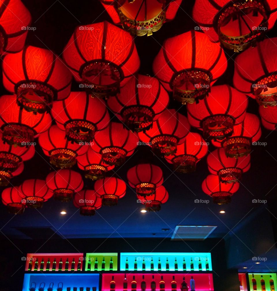 Chinese red lanterns illuminating Shangri-La Karaoke Bar in Adelaide