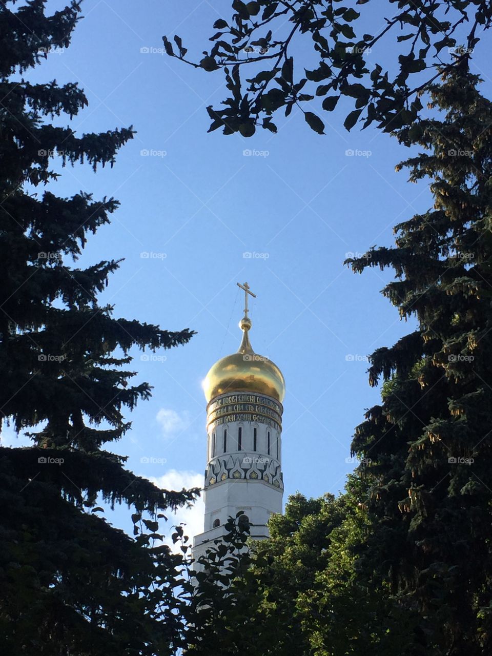 Faith. Orthodox dome in tree frame 