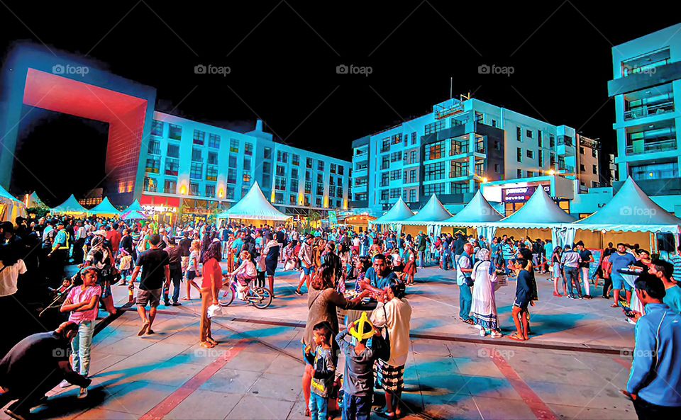 Crowd at night in the shopping mall