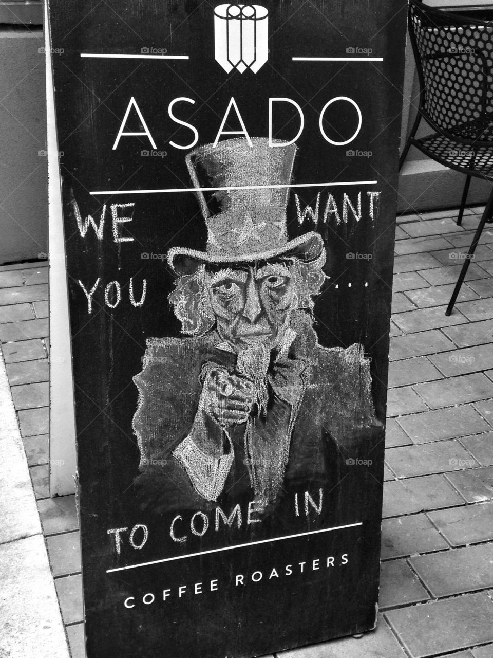 Uncle Sam wants you. Sign for coffee shop