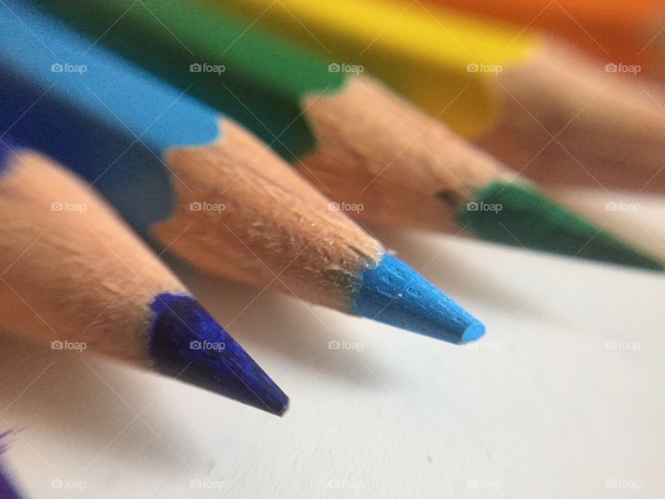 High angle view of colored pencils