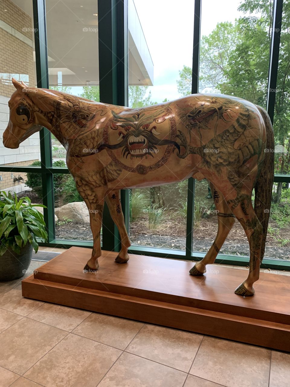 Art horse in the Billings Clinic atrium in Billings, Montana.