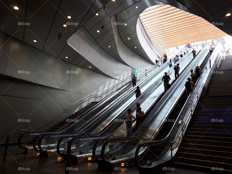 Big escalator. Metro station