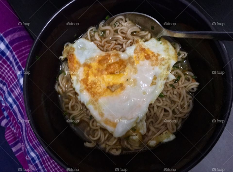 Homemade noodle with egg-love