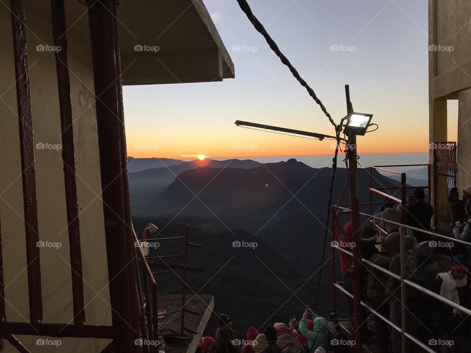 First Glimpse of Rising Sun from Adam's Peak