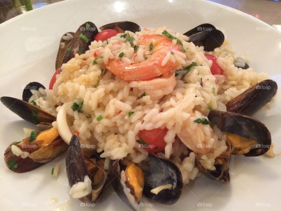 Seafood risotto . Seafood risotto is delicious. 