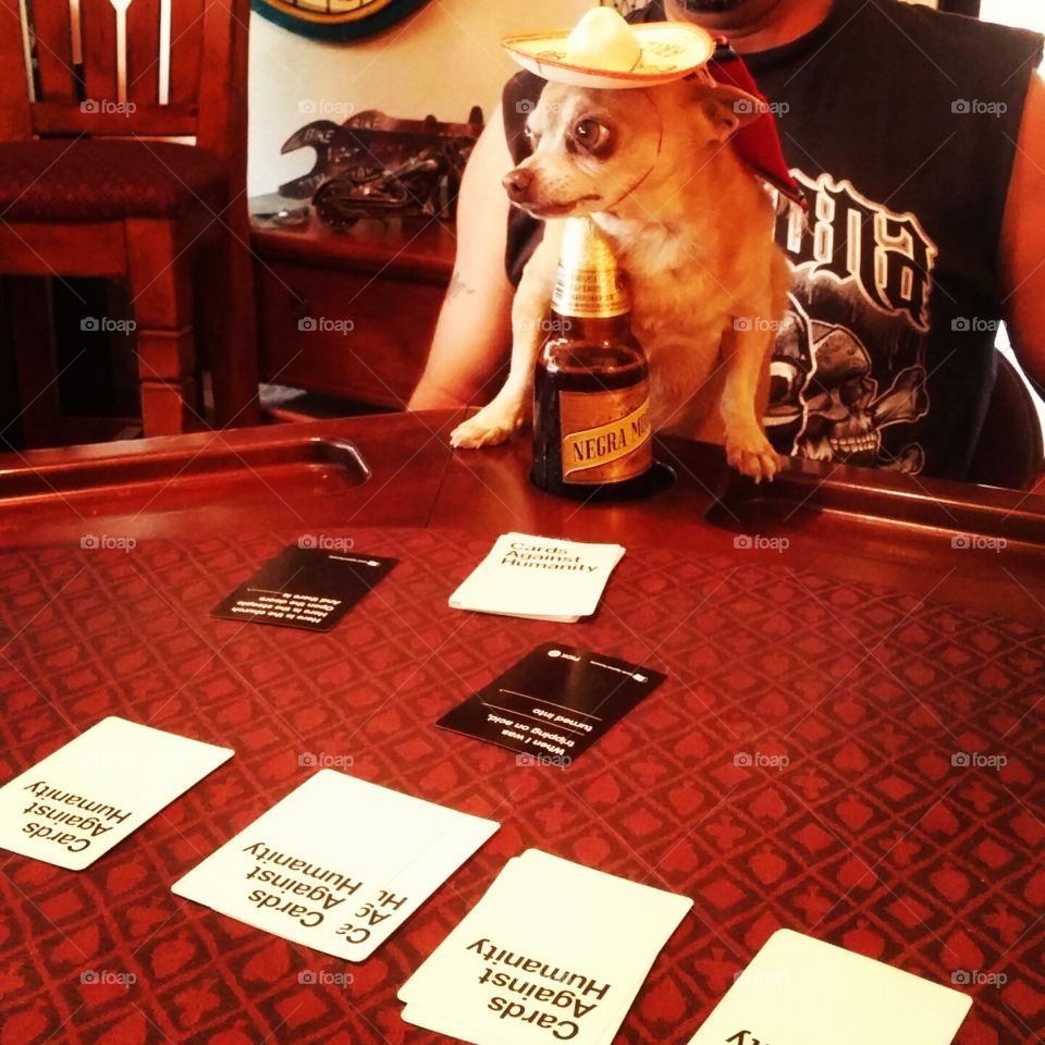 Ren is all in. playing poker with the boys.