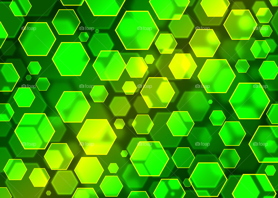 Green hexagons bokeh.Abstract wallpaper.