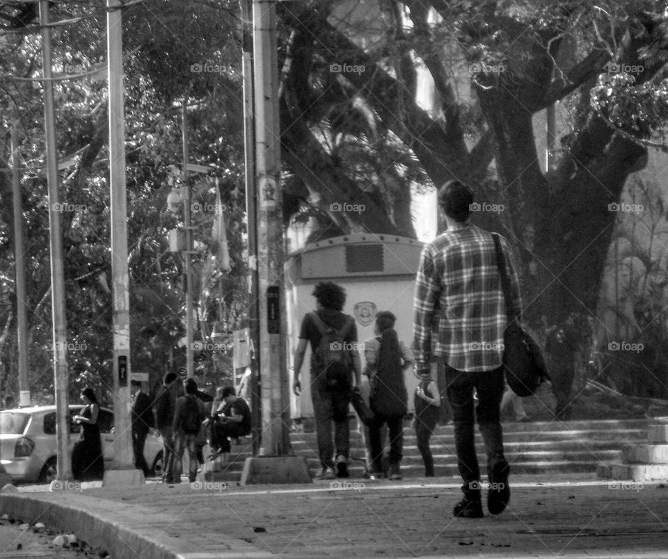 walking in the city.