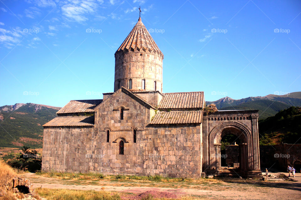 Tatev monastery, IX century, in Kotayk, near Goris city in Armenia, on a wonderful summer day