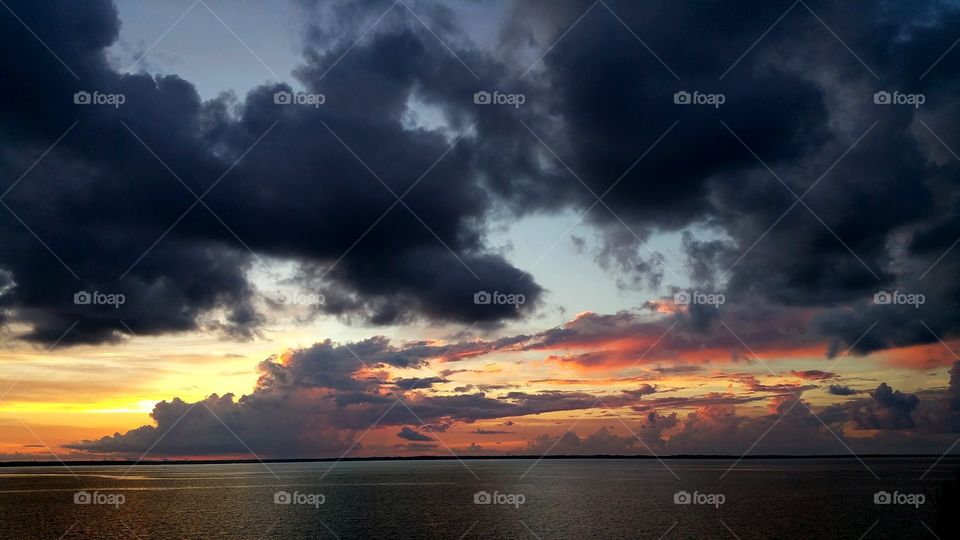 Storm clouds with dramatic sky over sea