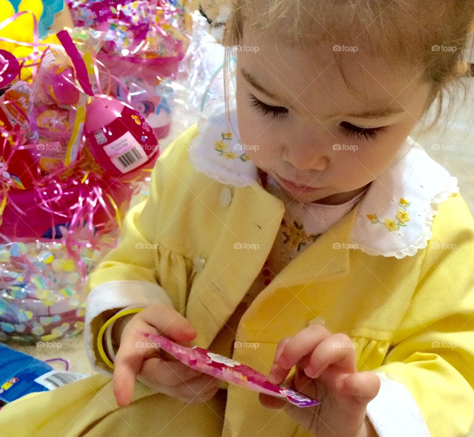 Girl holding chocolate in hand