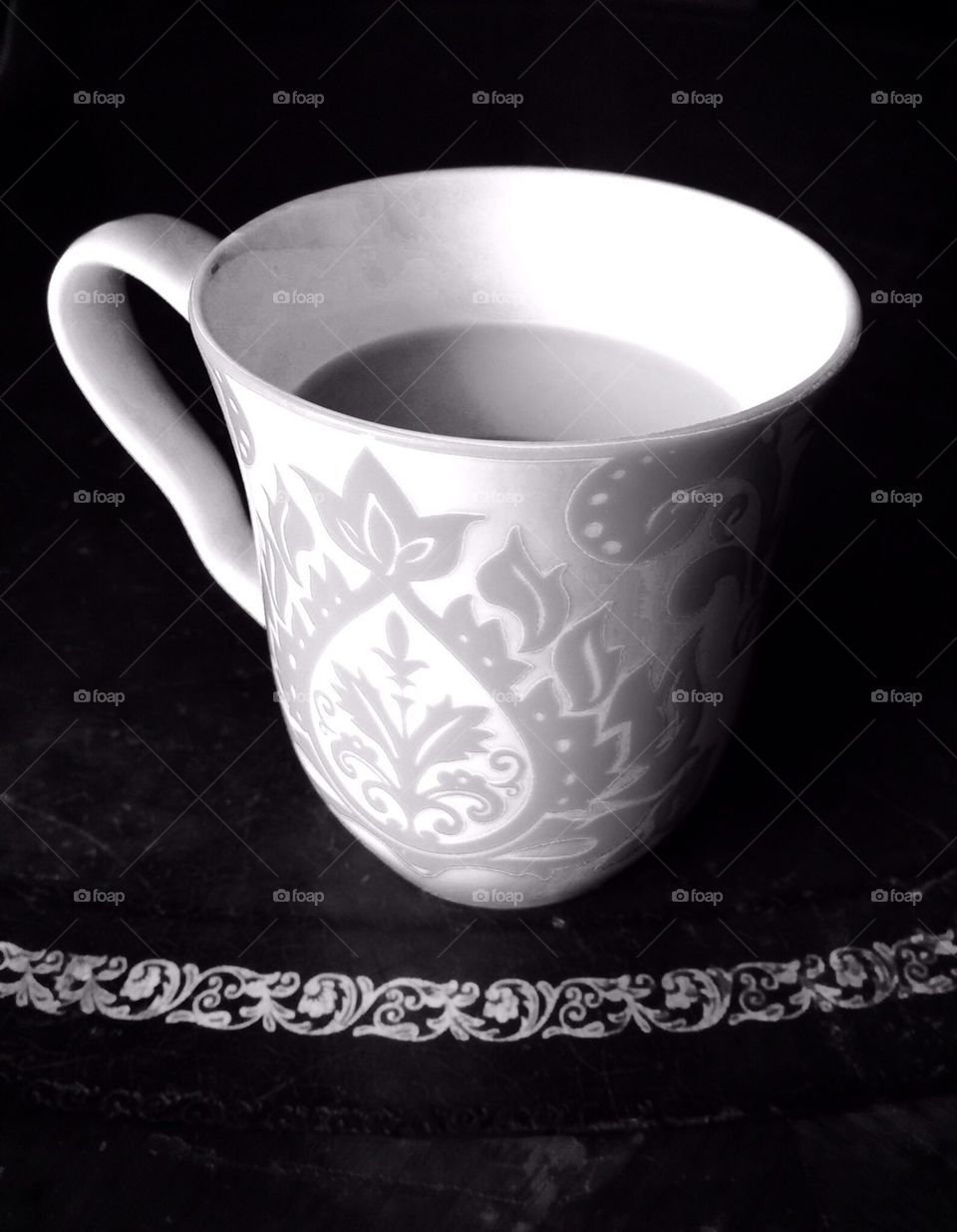 Coffee cup in black and white