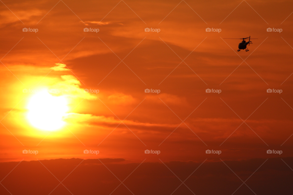 sky sunset sun helicopter by ipixxiqi