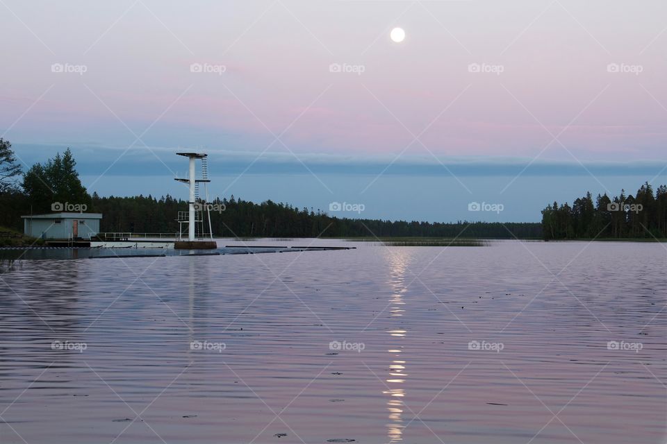 full moon over the water