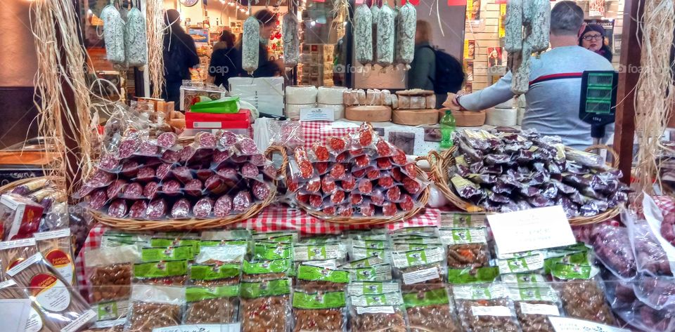 Sausages and salami market sale