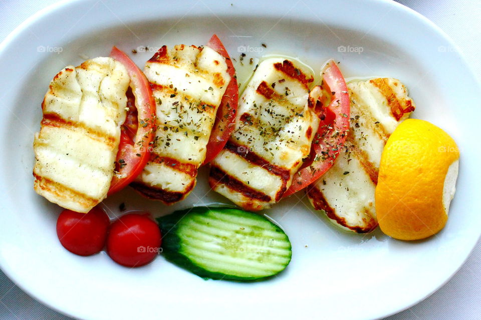 Grilled feta cheese