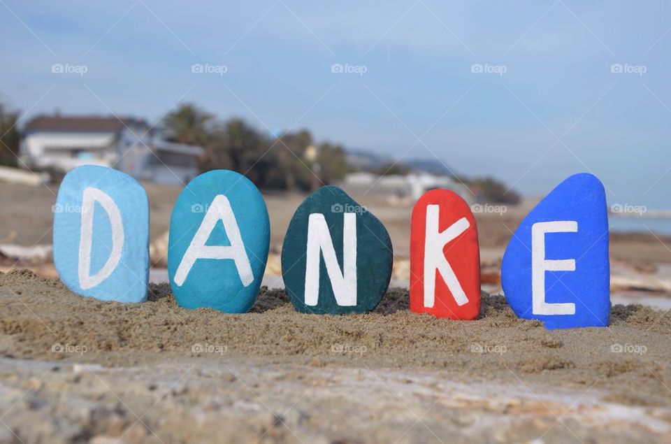 Danke, german thank you on colourful stones