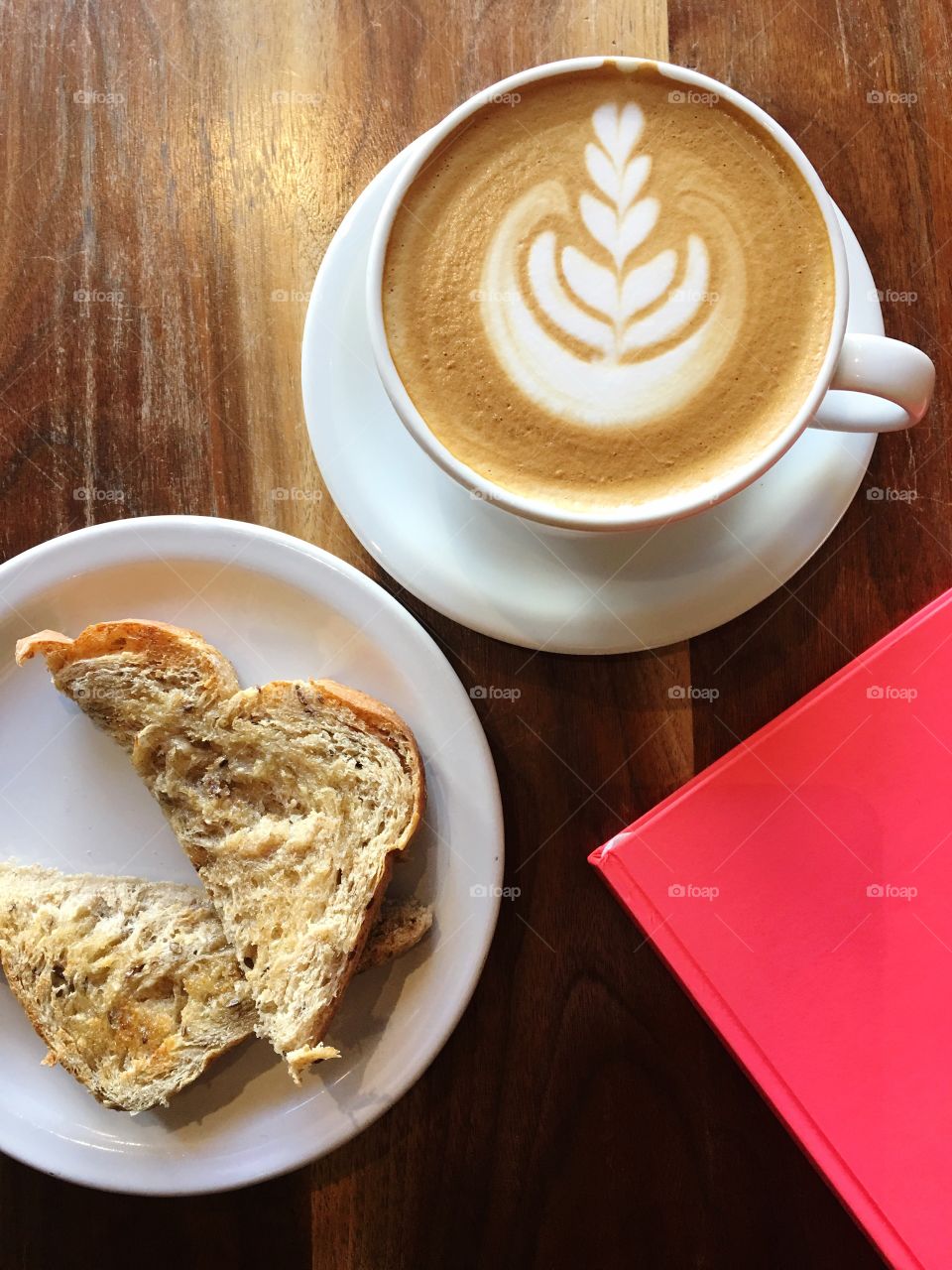 Morning latte with toast.