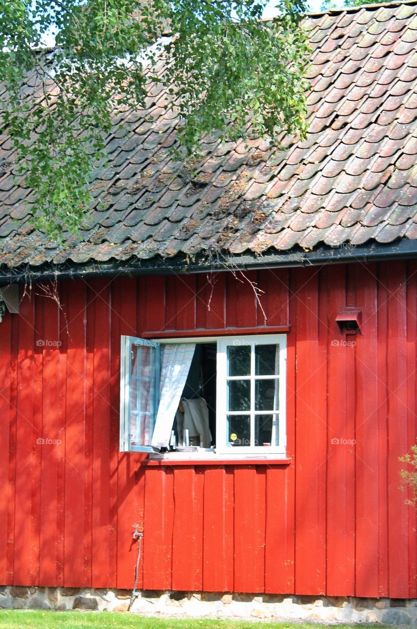 Red wooden house