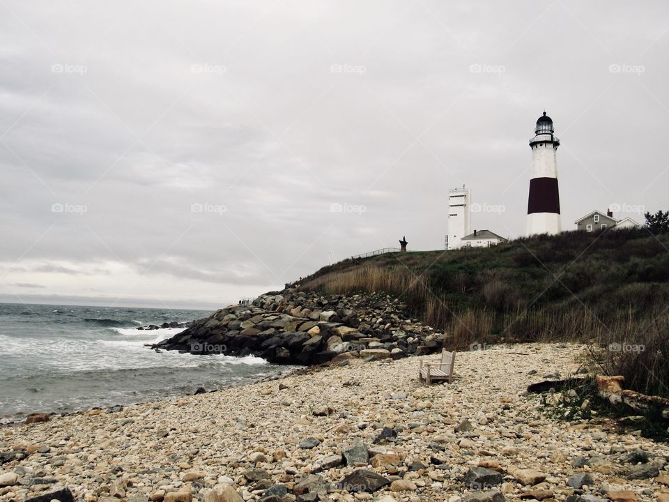 New York, Long Island, Montauk, Montauk Point Light, sky, clouds, Sand, Nature, wildlife, lighthouse, rocks, wind, beach, 