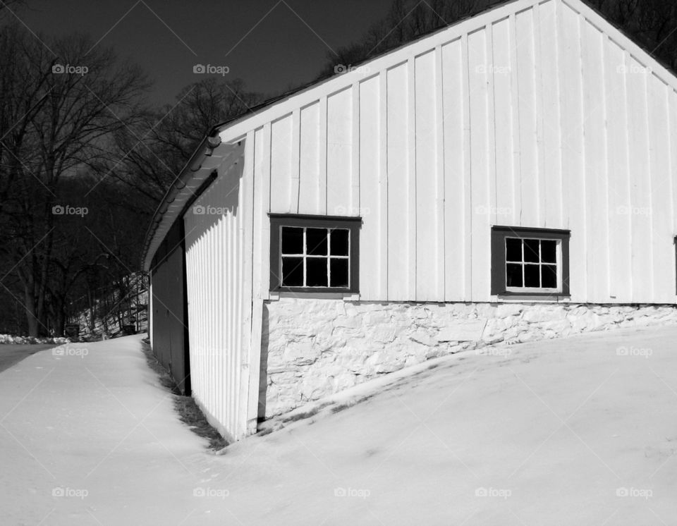 Snowy Winter Barn