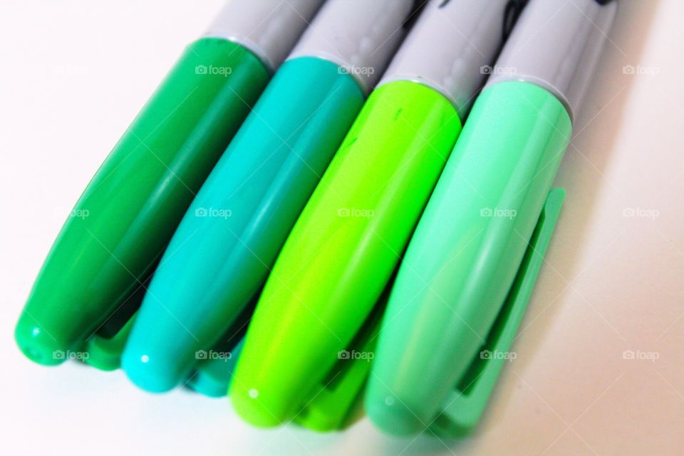 Four green markers