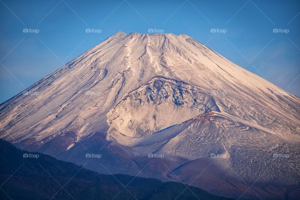 Fuji mountain scape show beautiful snow texture on top of mountain