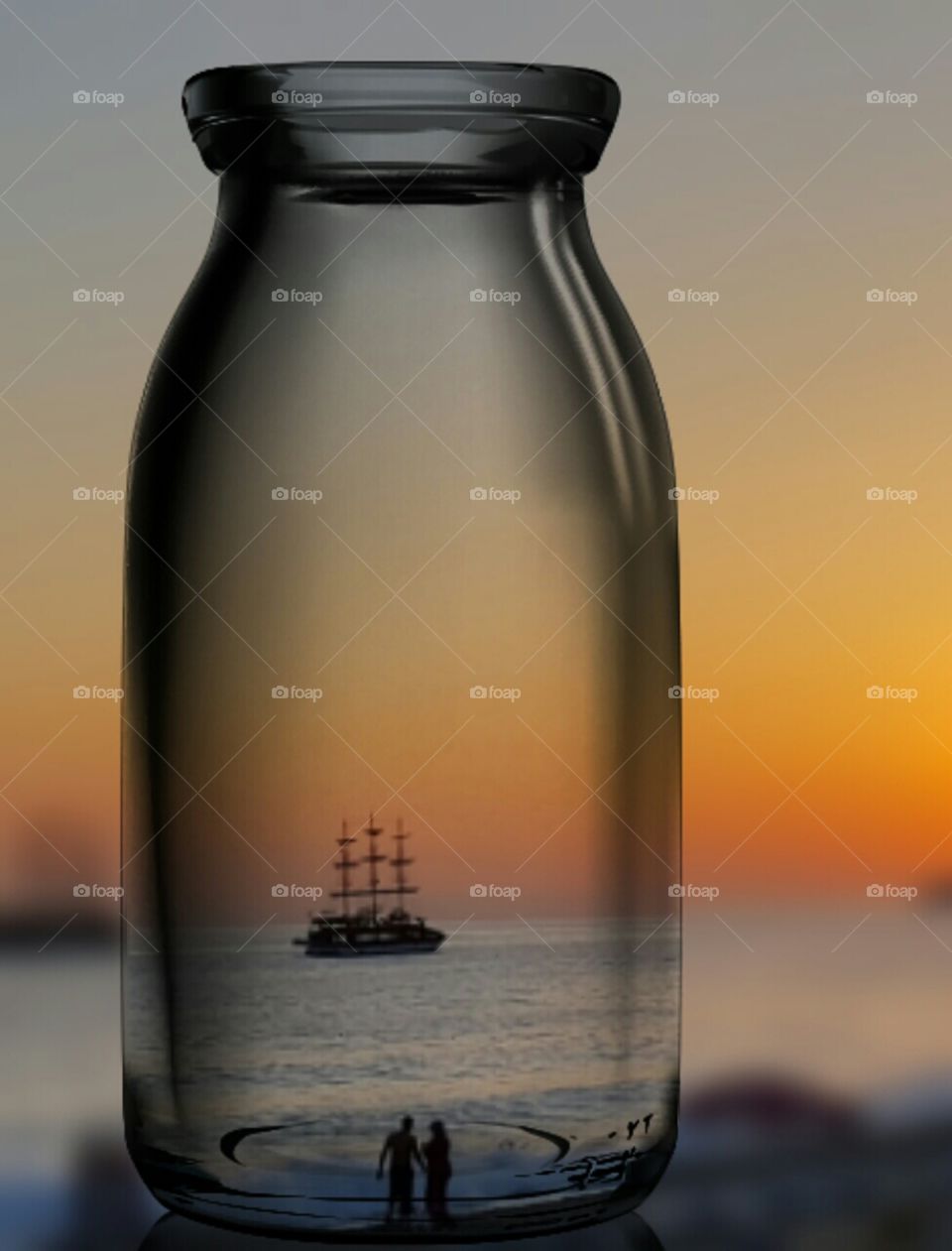 pirateship in sunset