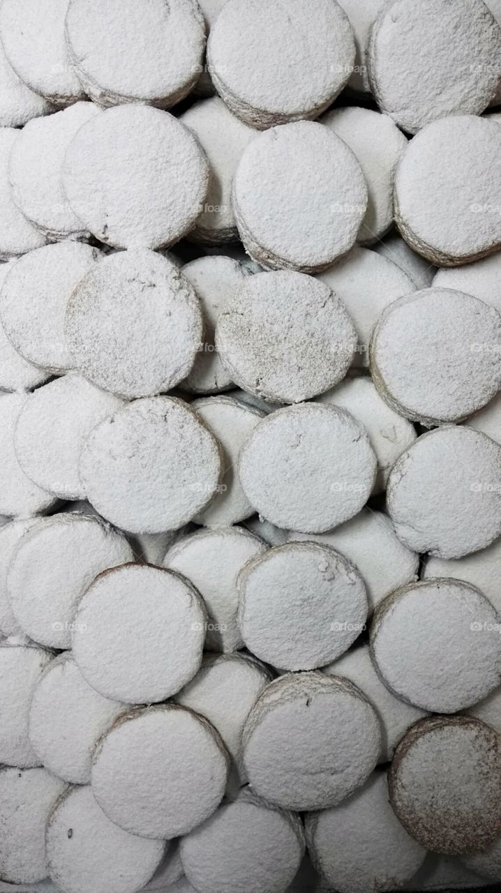 lots of white shortbreads ordered in a row