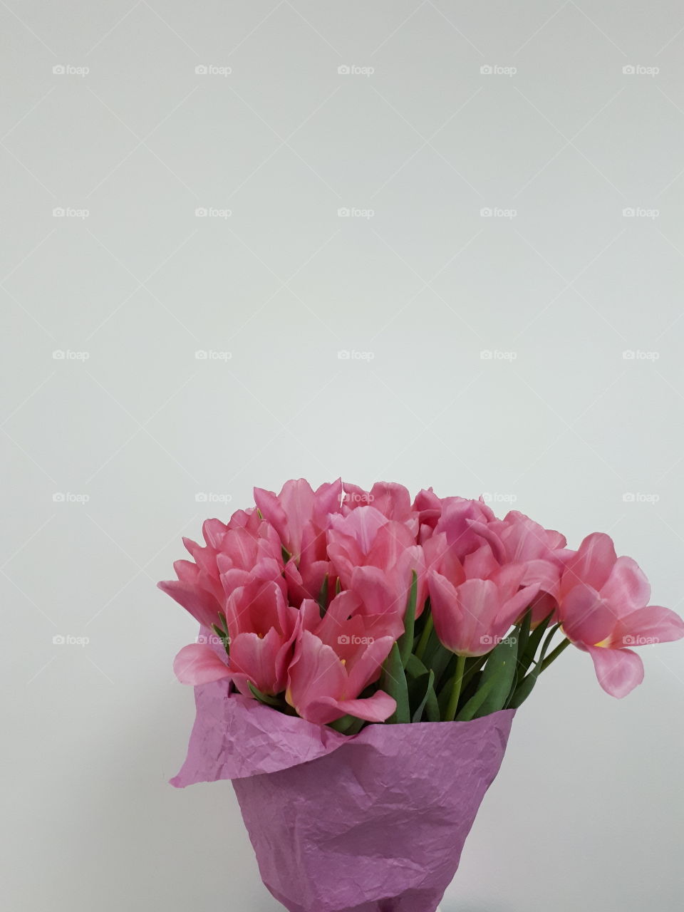 Big bouquet of pink tulips