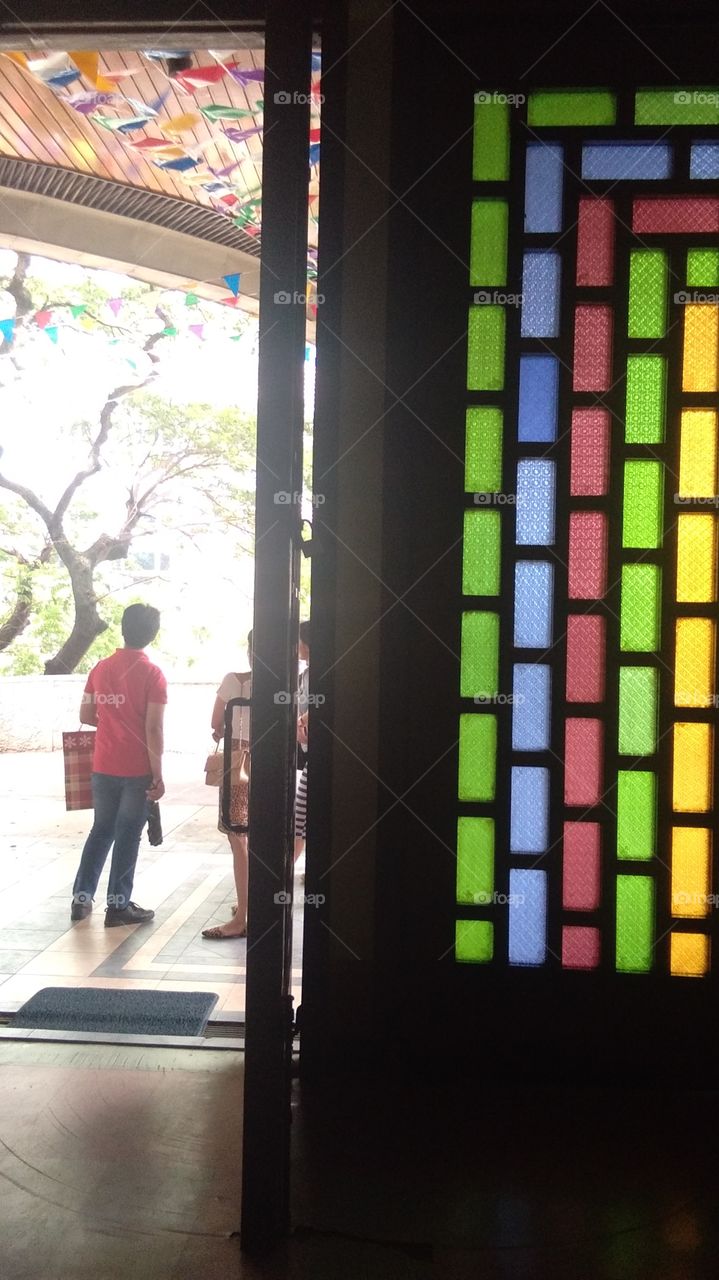 colored glass door