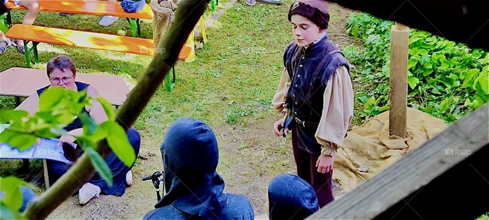 This boy is Duke “Albrecht” of “Straubing”, “Lower Bavaria” in “Da Albrecht und sei Agnes” in fitting Bavarian dialect, a child version of the historic play commemorating him and “Agnes Bernauer”, his wife. 2024. Hypnotic Productions