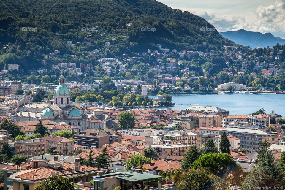 High angle view of lake como