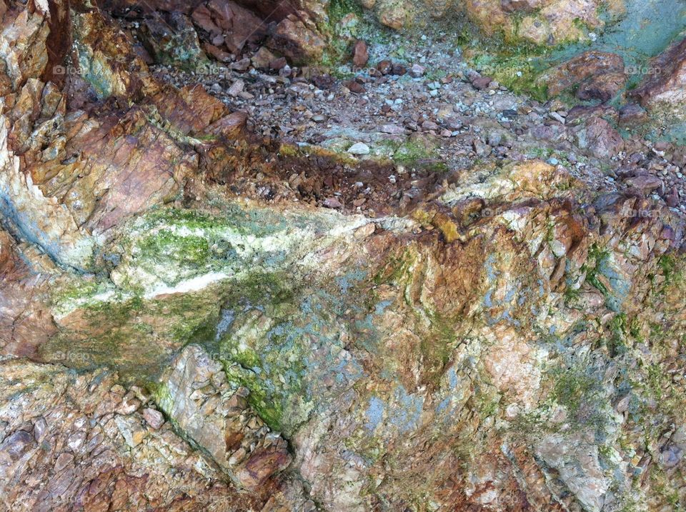 Green Rock formation. Green stone distorted by geological events in San Francisco Bay area.