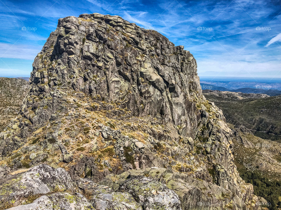 Large, jagged rock formation on N339 road toward Serra Da Estrela Park