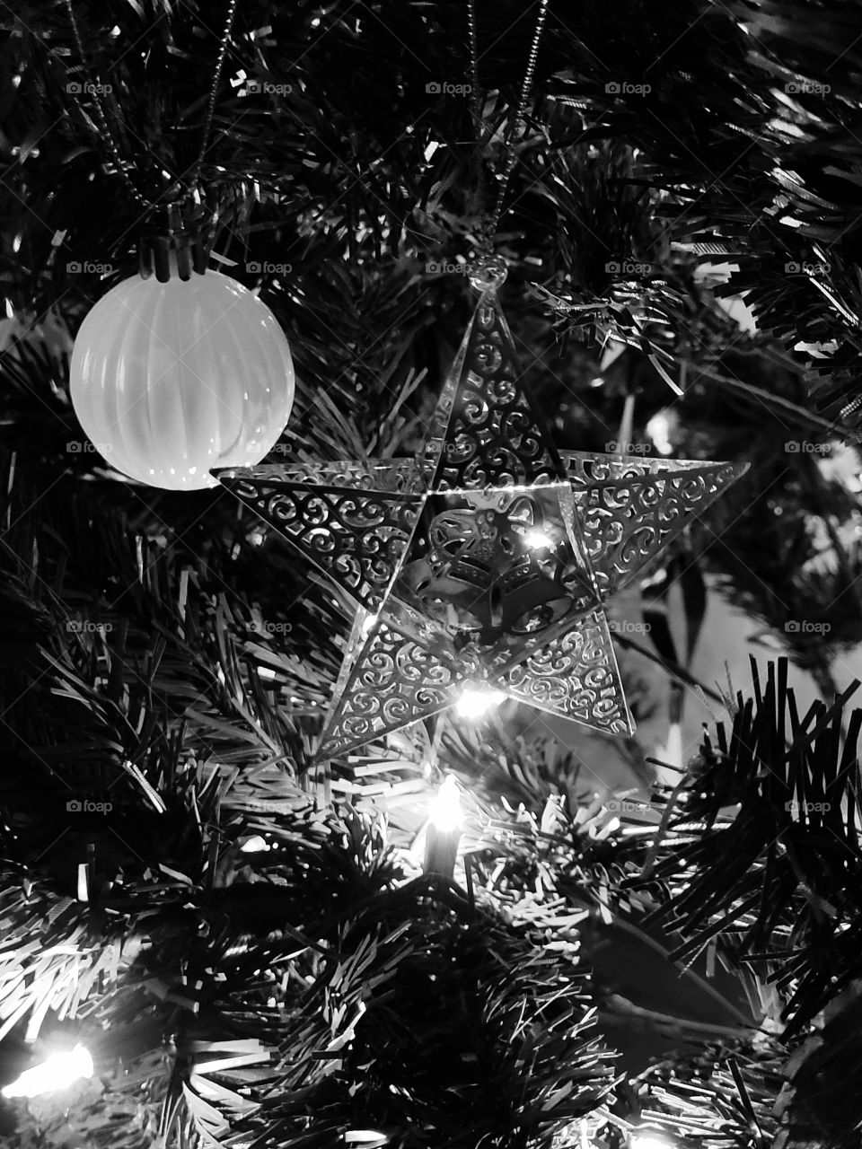 Christmas Star Black and White