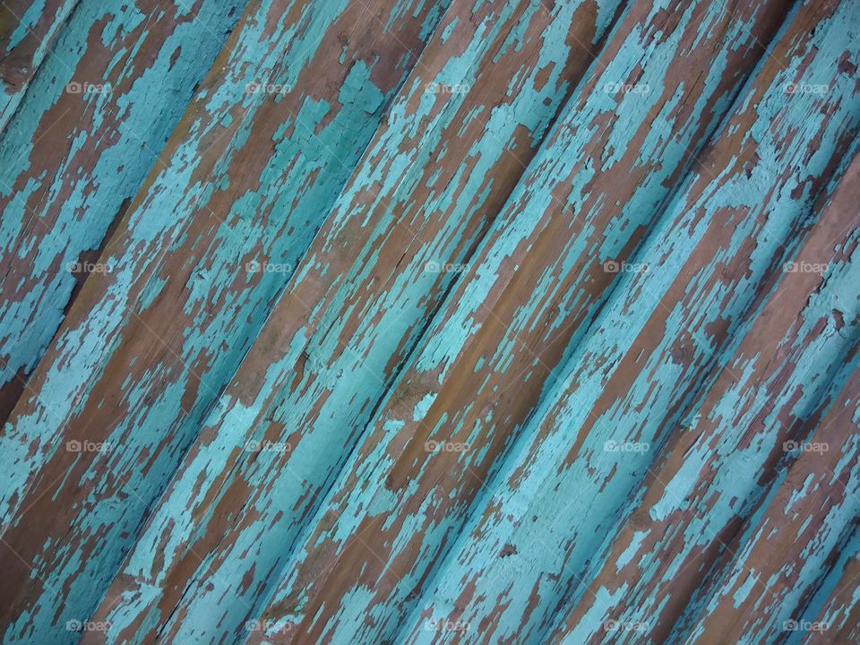 Texture of old blue wooden  fence
