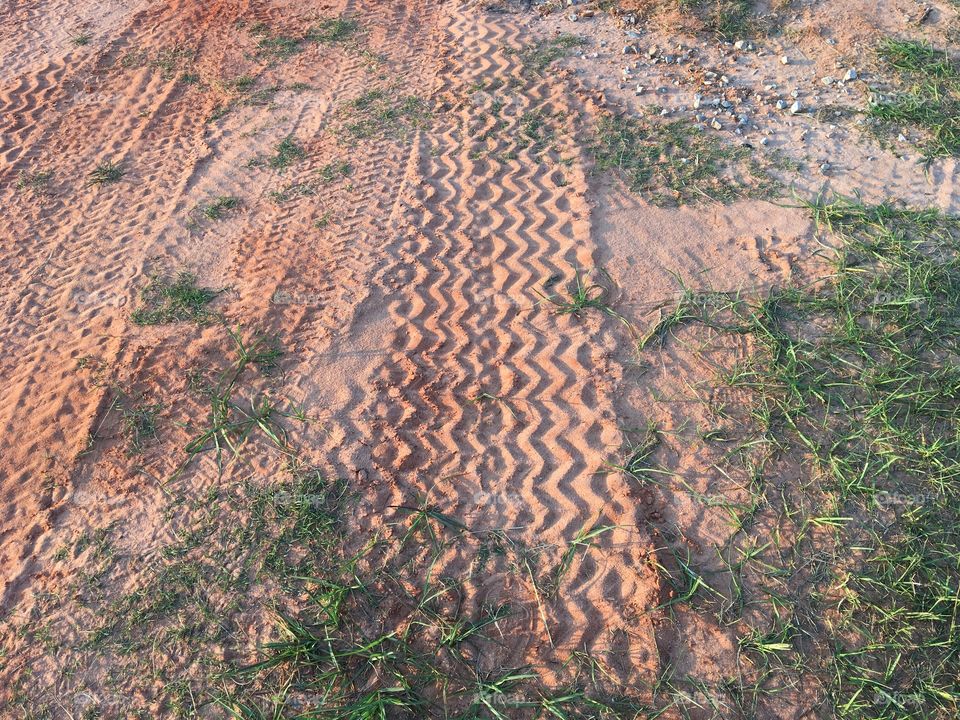 Tire tracks in the dirt