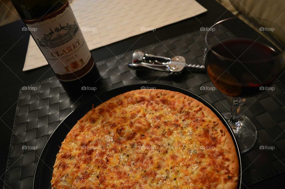 pizza and wine