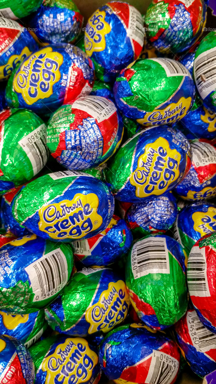 pile of Cadbury Creme eggs